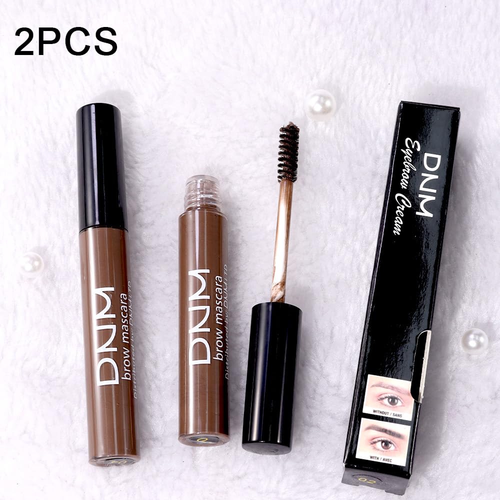 2Pcs Eyebrow Gel Waterproof,Longwear Tinted Eye Brow Mascara,Eyebrow Color Makeup kit,maquillaje gel para cejas a prueba de agua,Long Lasting Eyebrows Vegan cosmetics,04 Dark Brown