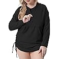 Halcurt Plus Size Rash Guard for Women UPF 50+ Zip Drawstring Ruched Pocket Top