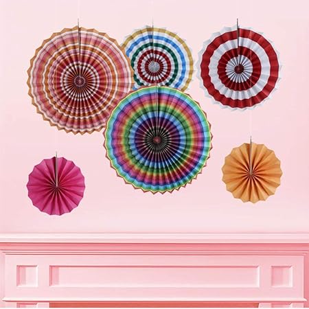 Party Decorations 6pcs Set Rainbow Paper Rosette Pinwheel Fans Garland For Wedding Birthday Party Baby Shower Photo Backdrop Home Decor Amazon Co Uk Kitchen Home