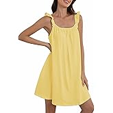 Lesserwing 100% Cotton Nightgowns for Women Sleeveless Night Gown Soft House Dress Ruffle Sleepwear Nightshirts with Pockets