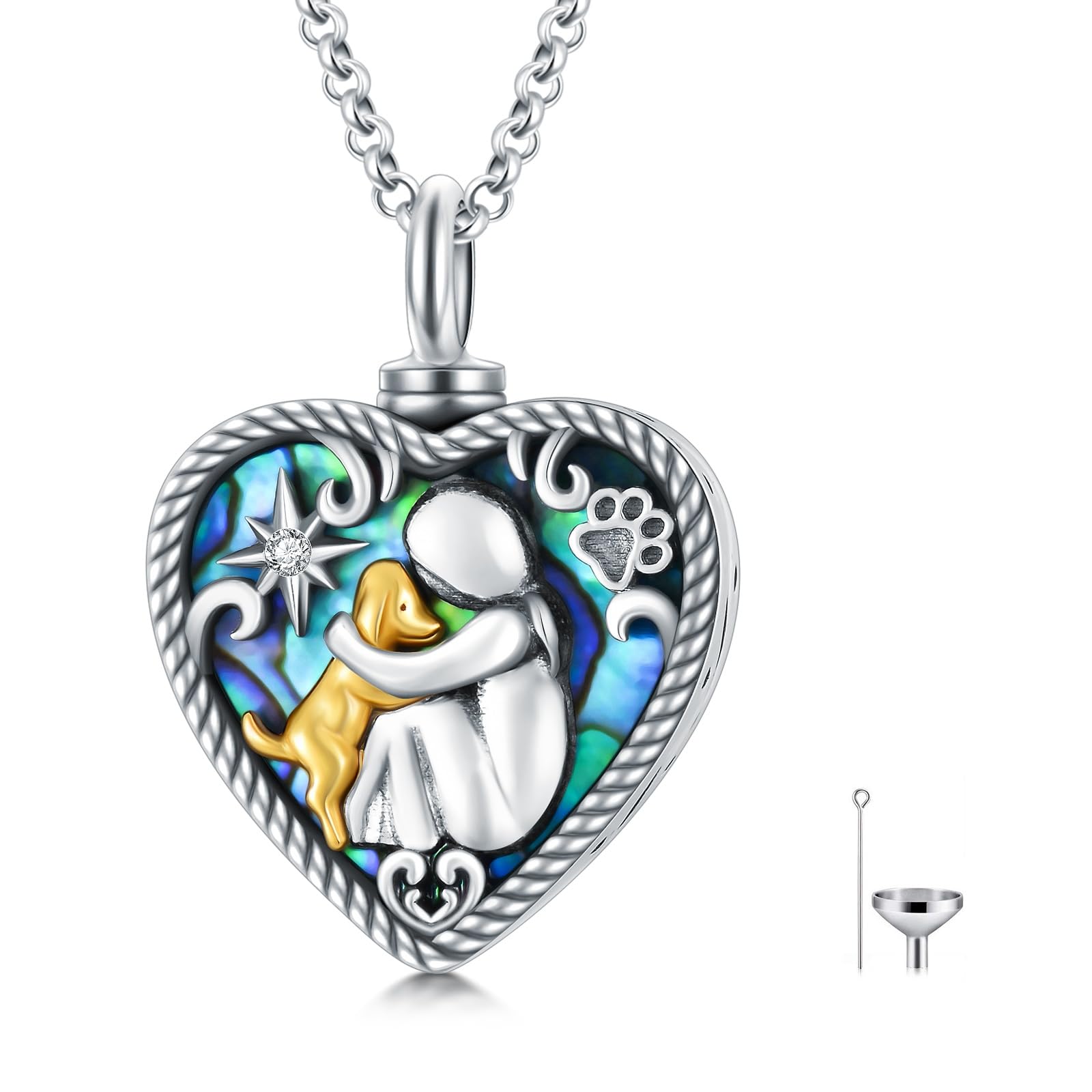 AOBOCO Sterling Silver Dog Urn Necklace for Ashes, Dog Memorial Keepsake Cremation Jewellery Gifts for Women Dog Lovers