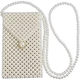 SHESRA Luxury Pearl Bag Chain Bag Purse Bags, Artificial Pearl Clutch Crossbody Handmade Bags Evening Bags for Party Wedding Bridal Party Travel Prom 56