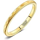 NUNCAD 2mm Tungsten Wedding Band Ring for Men Women 14K Gold/Silver/Black Domed Hammered Finish Comfort Fit Size 5-12