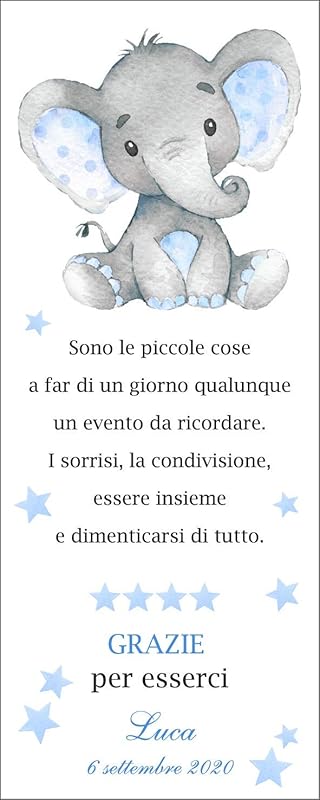 Segnalibro Battesimo Bimbo Segnaposto Battesimo Elefantino Personalizzato 30 Pezzi Tutti I Colori Disponibili Amazon It Handmade