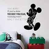 Why Worry Quote Mickey Mouse Walt Disney Cartoon Quotes Wall Sticker Art Decal for Girls Boys Room Bedroom Nursery Kindergarten Fun Home Decor Stickers Wall Art Vinyl Decoration Size (10x10 inch)