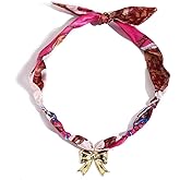 JAGWQRK Scarf Necklace Charm Bandana Choker Necklaces for Women Silk Tie Necklaces Colorful Scarfs Pendant Woman Fashion Jewelry