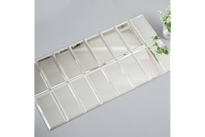 Diflart Mirror Backsplash Tiles for Kitchen, Silver Subway, 3x6 Inch, Beveled Mirror TIile for Bathroom Wall (40 Pcs,5 Sq.ft)