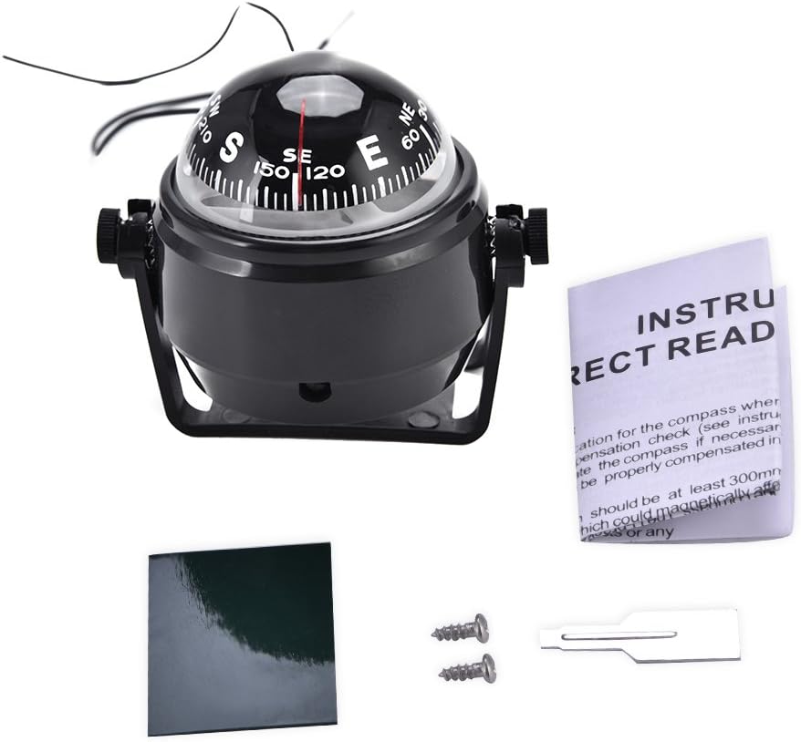 Vbestlife LED Ball Compass Outdoor High Precision Car Boat Marine Military Digital Magnetic Adjustable Compass : Sports & Outdoors