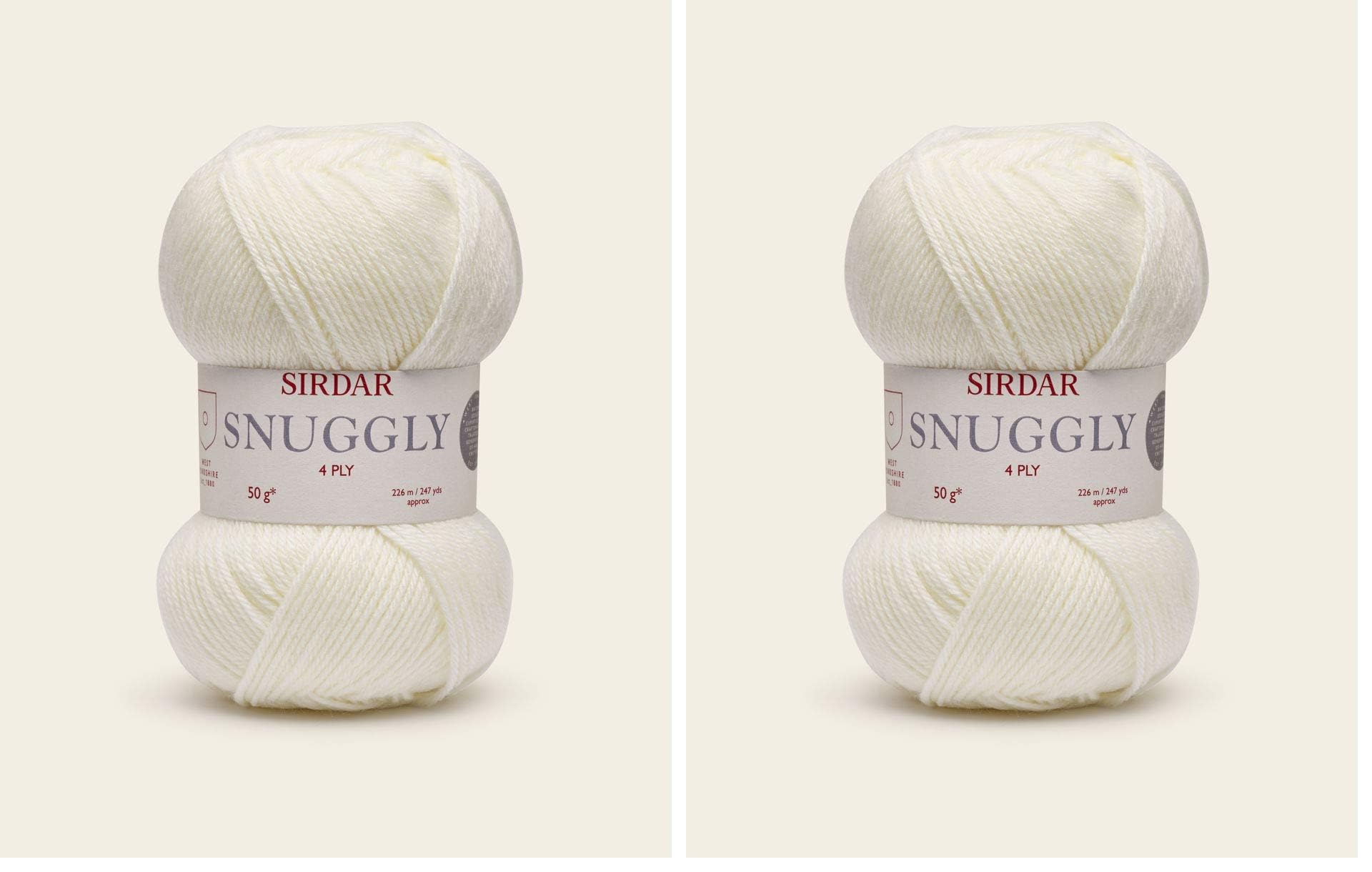 Sirdar Snuggly 4 Ply, Cream (303), 50g (Pack of 2)