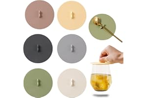 6 Pcs Silicone Lids for Cups, Morandi Colored Cup Covers for Drink, Anti-dust Seal Airtight Cup Cover with Spoon Holder, Univ