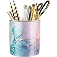 WAVEYU Large Capacity Colored Pen Holder for Desk, Ceramic Pencil Holder Makeup Brush Holders, Desk Accessories & Workspace Organizers for Home, School & Office, Colorful Green