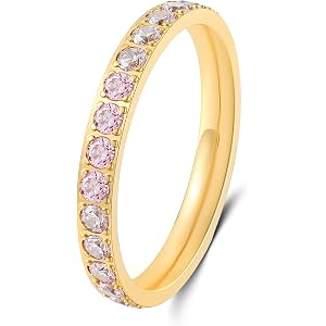 YIKOXI Birthstone Rings for Women 14K Gold Filled Stacking Rings for Oura Ring Gen 4/Oura Ring Gen 3, Cubic Zirconia Wedding