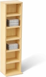Oypla 6 Tier Beech Wooden CD DVD Game Shelf Storage Tower 102 CD Capacity