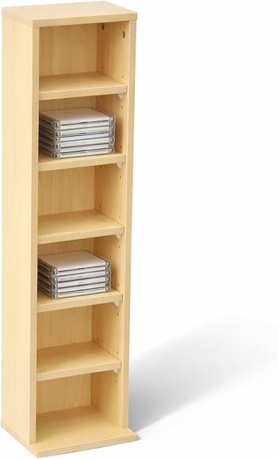 Oypla 6 Tier Beech Wooden CD DVD Game Shelf Storage Tower 102 CD Capacity