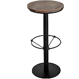 HomCom Round Industrial Metal Wood Top Bar Height Pub Table