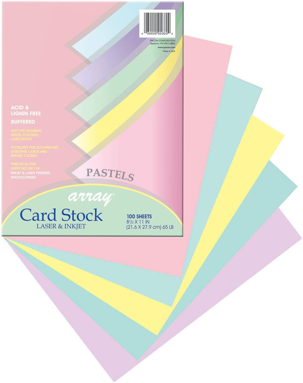 Array Card Stock Pacon Card Stock, 8 1/2 inches x 11 Inches, Pastel Assortment, 100 Sheets (101315), Assorted Pastel : Cardstock Papers : Industrial & Scientific