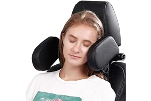 Xergur Car Headrest Pillow, Kids Neck Pillows for Travel, Car Seat Head Neck Support Pillow, Adjustable Memory Foam Road Pal Sleeping Headrest - Only Suitable for Car Seat Headrest with Poles (Black)