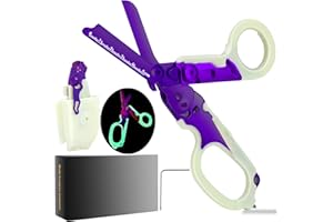 SJOQWR Pro 6-in-1 Multifunctional Foldable Trauma Shears with Holster, Heavy Duty Trauma Shear for Nurses, Stainless Steel Emergency Response Medical Shears Trauma Scissors with Gift Box (Luminous Purple)
