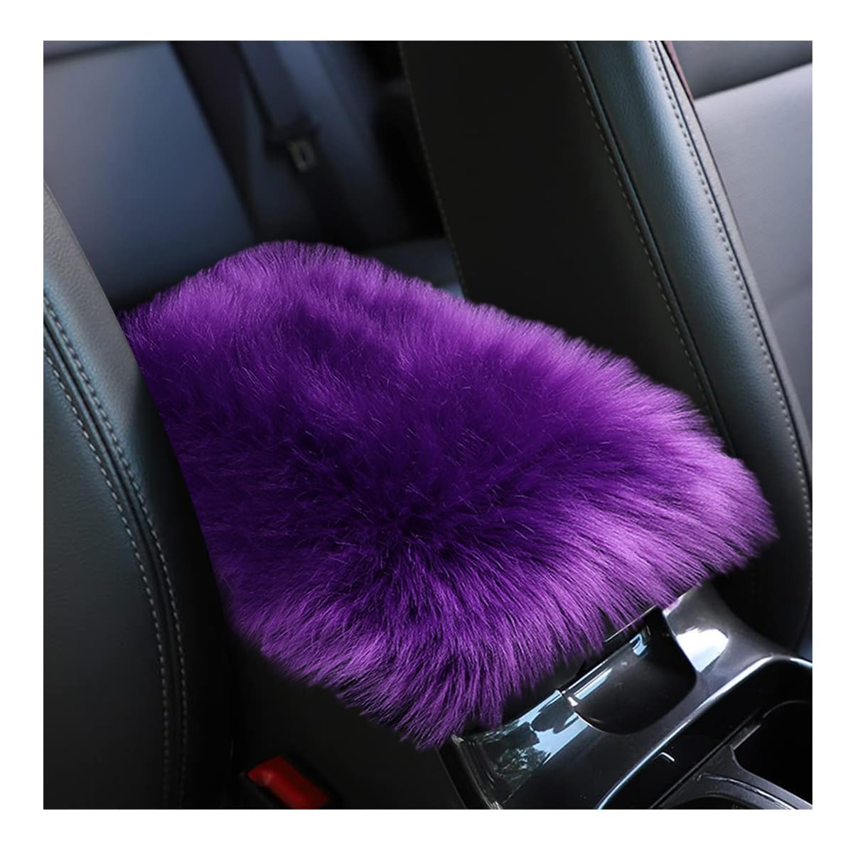 Photo 1 of Suvnie Furry Car Center Console Cover, 11.8"×7.9" Sheepskin Wool Armrest Box Cushion Pad, Comfort Soft Auto Center Console Protector, Interior Decor Accessories for Most Vehicles (Dark Purple)