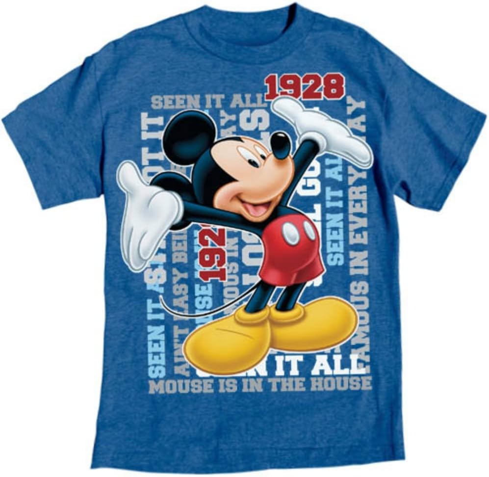 Disney Men's Mickey Mouse Madness Tshirt S True Blue Heather