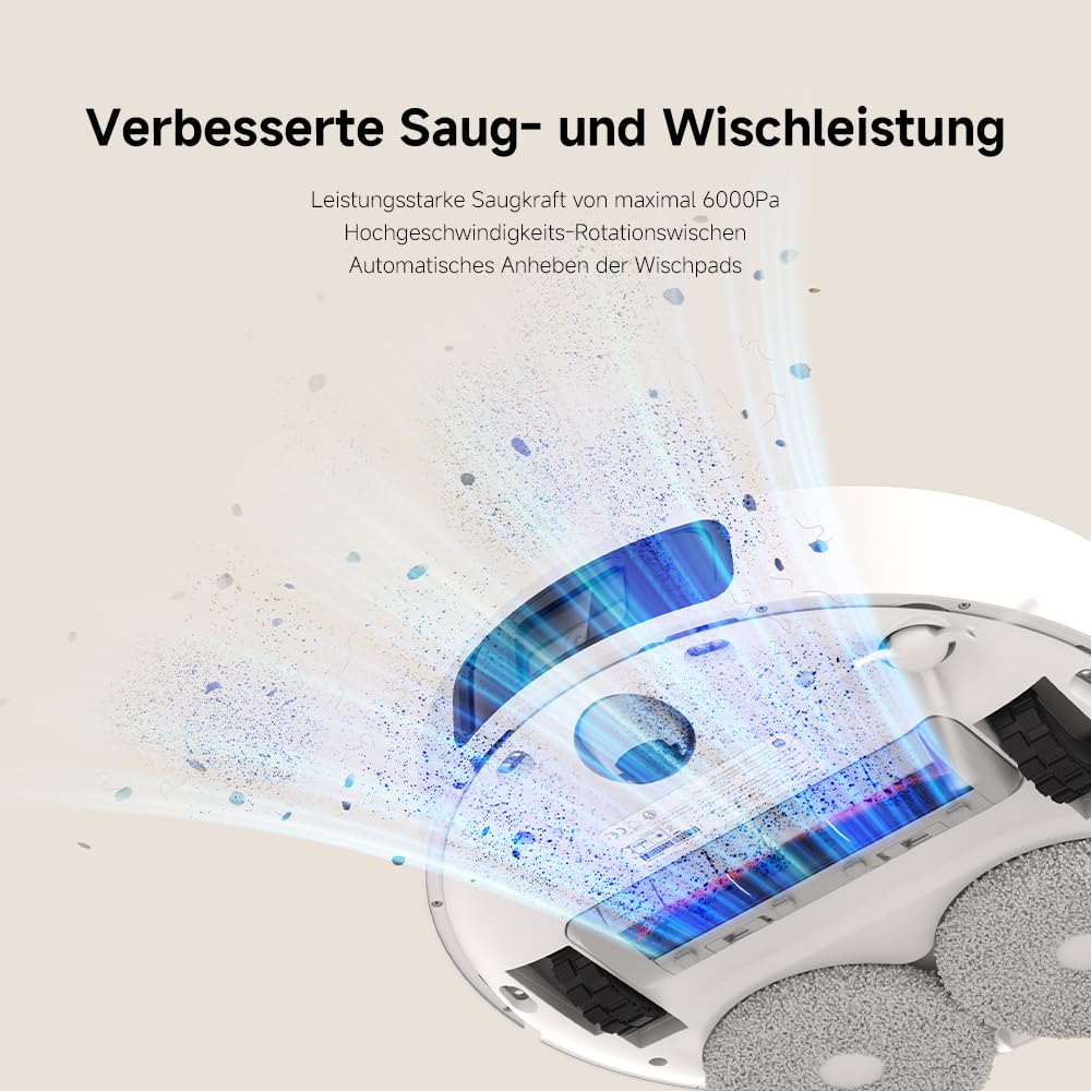 Xiaomi Robot Vacuum X20+ Saugroboter mit Absaugstation und 4L/4L Frisch- & Altwassertank - 2 rotierende, Auto-Trocknung Wischmops, Bis 280m² wischen, 6000Pa Saugkraft, LDS-Navigation, Alle Bodentypen