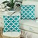 CaliTime Pack of 2 Soft Canvas Throw Pillow Covers Cases for Couch Sofa Home Decor Modern Quatrefoil Accent Geometric 18 X 18 Inches Teal