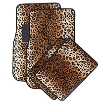 OxGord Universal Fit Front/Back Seat Leopard Carpet Mat - (Orange/Brown)