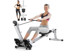 Rowing Machine for Home Use, LUBBYGIM Rowing Machine Foldable Rower with LCD Monitor - Hyper-Quiet & Smooth - 2024 Upgraded Version with 300LBS Loading Capacity