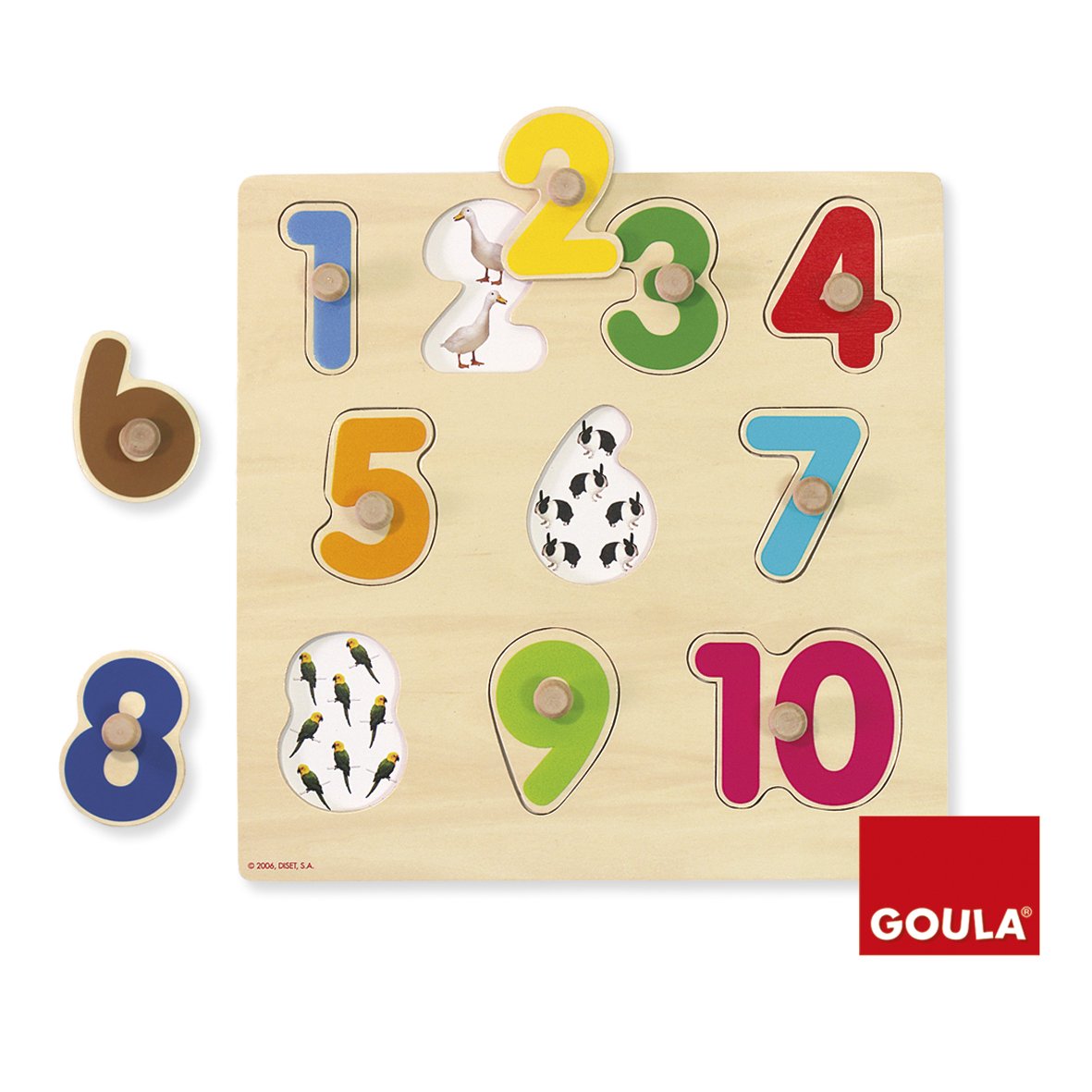 Goula Puzzle números piezas de madera Diset