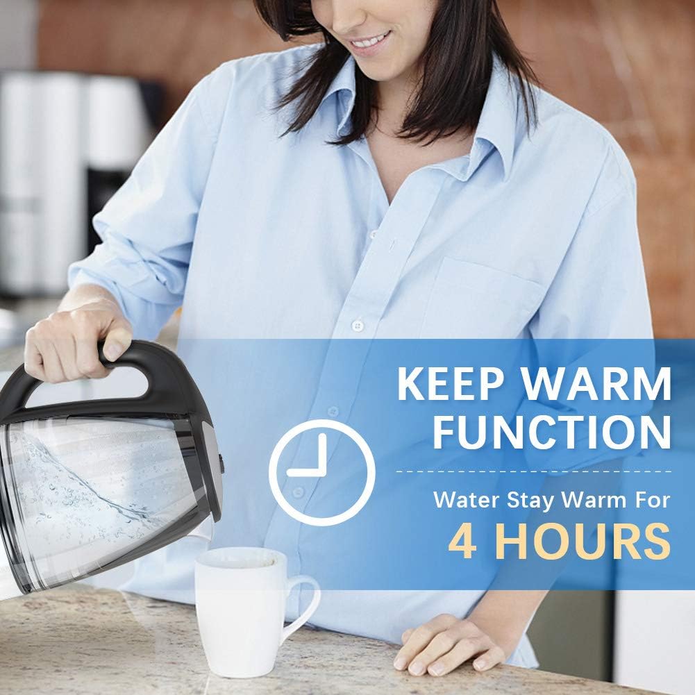 HadinEEon Variable Temperature Electric Kettle, 1200W Electric Tea Kettle, 8 Big Cups 2.0L Glass Electric Kettle with 4Hrs Keep Warm Function & Boil-Dry Protection: Kitchen & Dining
