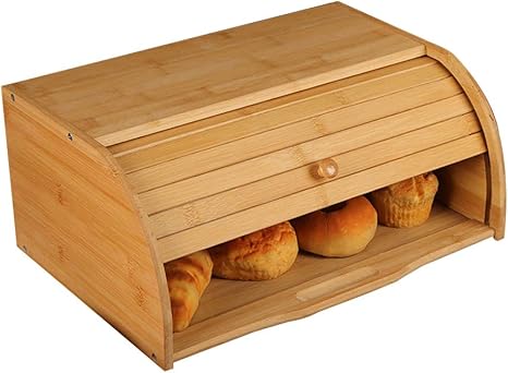 Amazon Co Jp パンケース 竹製 収納ボックス ブレッドケース 木製パン収納 40 27 17cm 大容量 キッチン用 調味料ラック 北欧 ナチュラル アクセサリー ホーム キッチン