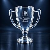 Crown Awards 7" Custom Engraved Cup Trophy, Personalized Glass Cup Award with Your Text
