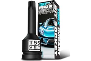 Aiourx 1/2" Drive T55 Torx Bit Socket, Star Bit Socket, Cr-Mo Steel, Automotive Repair, Furniture Installation, Mechanic Use