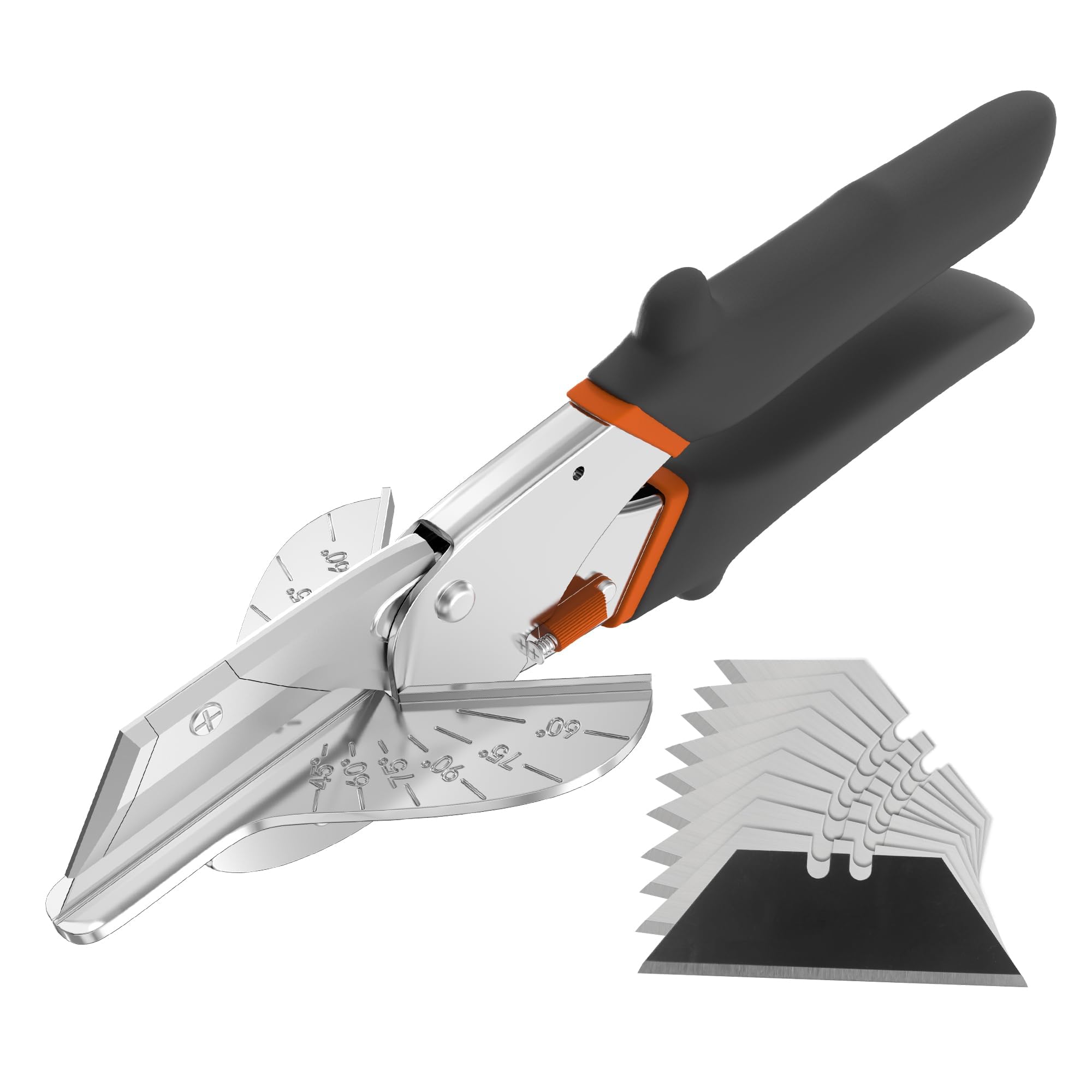 GARTOL Multi Angle Miter Shear Cutter - Multifunctional Trunking Shears for Angular Cutting of Moulding and Trim Multipurpose Quarter Round Cutter Adjustable at 45 to 135 Degree with Spare 10 Blades