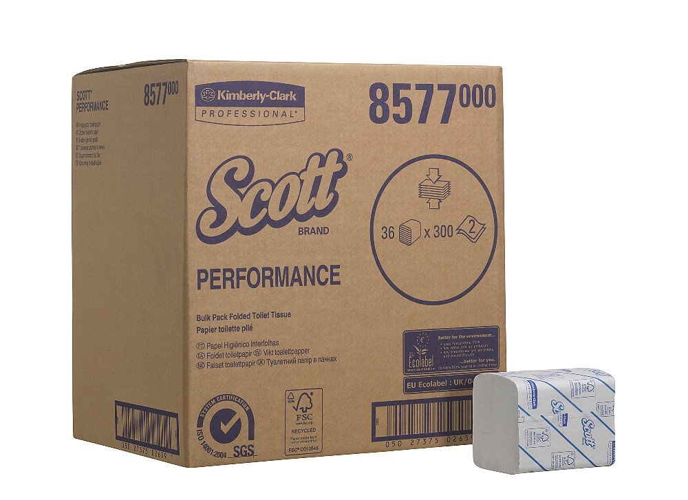 Scott 8577 Bulk Pack Folded Toilet Tissue, 2 Ply, White, 36 Packs x 300 Sheets Amazon.co.uk