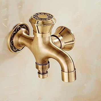 GZ-Washing machine tap Antike Kupfer Vierpunkt-Sechspunkt-Waschautomaten Wasserhahn europäischen Stil Wand schnell offen einz