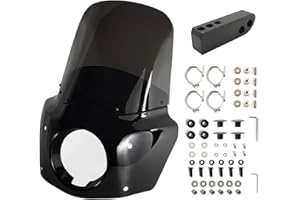 BOSYCY Motorcycle Fairing Windshield Kit, 5.75" Headlight Fairings 48-58mm Forks 15" Smoke Windscreen with Extension for Harley 2006-2017 Dyna Low Rider FXDL Super Glide Street Bob FXDB