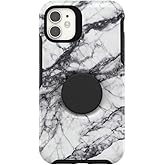 OtterBox iPhone 11 Otter + Pop Symmetry Series Case - White Marble, Integrated PopSockets PopGrip, Slim, Pocket-Friendly, Raised Edges Protect Camera & Screen