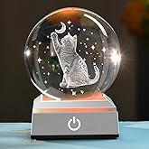 ZRENJHUS 3D Cat Crystal Ball Lover Gifts for Her Women Cat Themed Gifts 80mm Glass Globe Stuff Present Mom Kids with LED Lighting Base