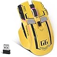 ATTACK SHARK G6 Gaming Mouse, Wired/Wireless/Bluetooth Tri Modes, 5 Adjustable DPI and 11 RGB Backlit, Rechargeable Silent Computer Gaming Mice for Windows/Android/MAC/iOS(Yellow)