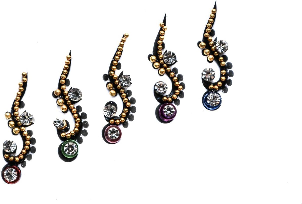 Teeliya® » Nagini Indian Designer Bindis Multicoloured Forehead Jewels Festival Face Gems Face Crystals