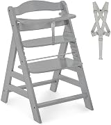 hauck Alpha+ Grey Wooden High Chair 6 Months to Adult FSC Beech 90 kg