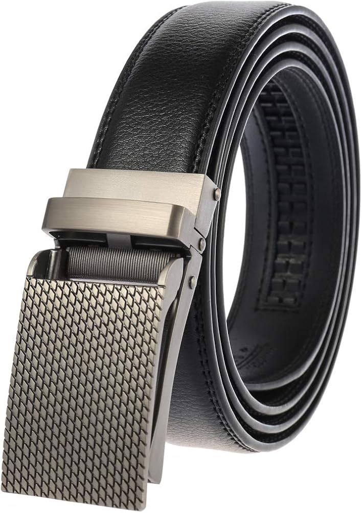 Click Belts for Men Leather Brown Black with Open Automatic Buckle