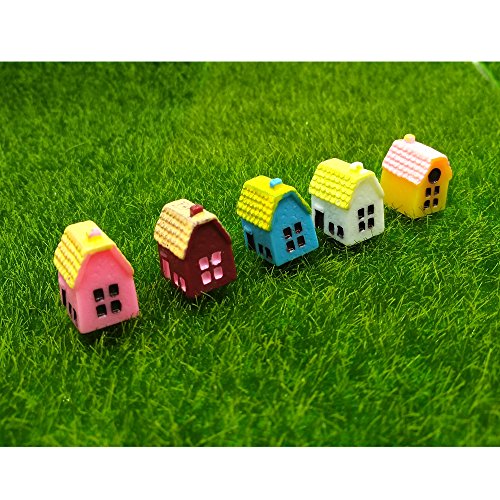 EMiEN 5 Pieces Mini House Miniature Ornament Kits,Miniature Ornament for DIY Dollhouse Decoration Fairy Garden Plant DÃ©cor