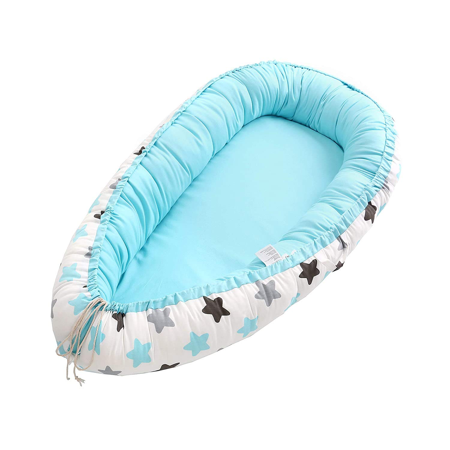 Baby Lounger, Baby Nest and Baby Bassinet, Portable Ultra Soft Breathable Newborn Lounger Crib, Perfect for Co-Sleeping and Traveling (0-12 Months)(New Blue Star): Baby
