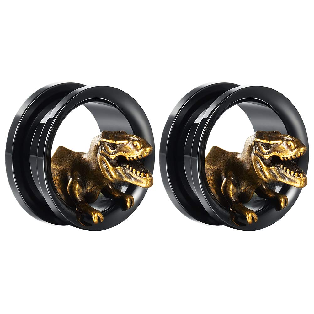 COOEAR Gauges Ears Plugs and Tunnels Black Screw Back Earrings Upgrade Piercing 1 Pair Gift Packing Stretchers 2g to 1 Inch.