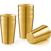 CSTOUTHOM 6 Pack 12 oz Stainless Steel Insulated Cup, Double Wall Vacuum Small Metal Cup, Reusable Camping Cups Unbreakable Indoor Outdoor for Party, Home, Office, BBQ, Gold