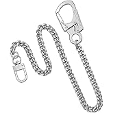 Ahiller Wallet Chain for Men - 25" Stainless Steel Pants Keychain with Lockable Carabiner, Biker Punk Style Accessories