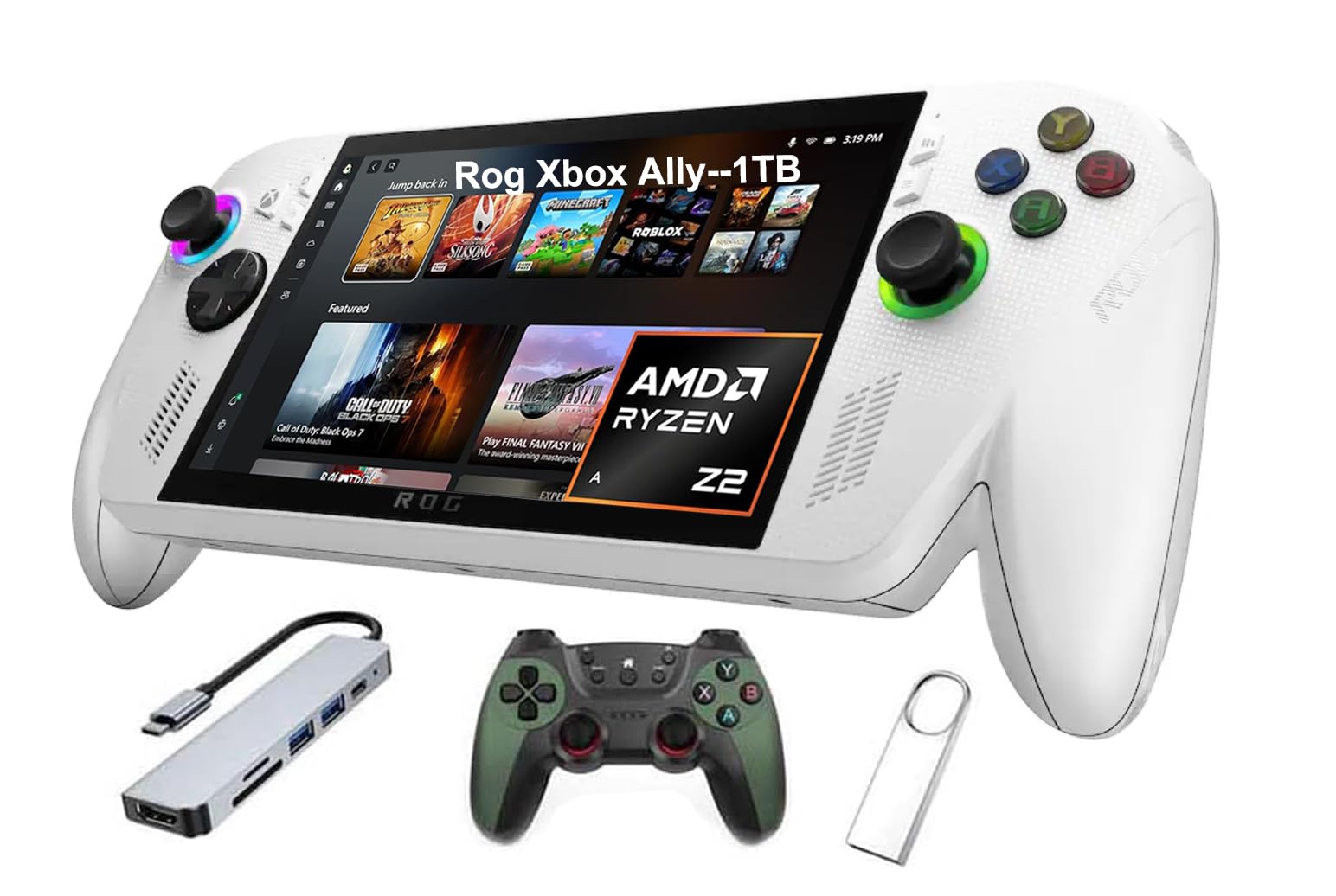 ASUS ROG Xbox Ally 7" FHD Gaming Handheld Console, 120Hz IPS LED Touch Screen, AMD Ryzen Z2 A Processor, 16GB, Windows 11, with SVT 3-in-1 Kit (16GB | 1TB SSD)