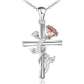 Distance Cross Necklace for Women 925 Sterling Silver Jewelry Pendant Necklace for Mom Wife Gift for Mother's Day or Birthday